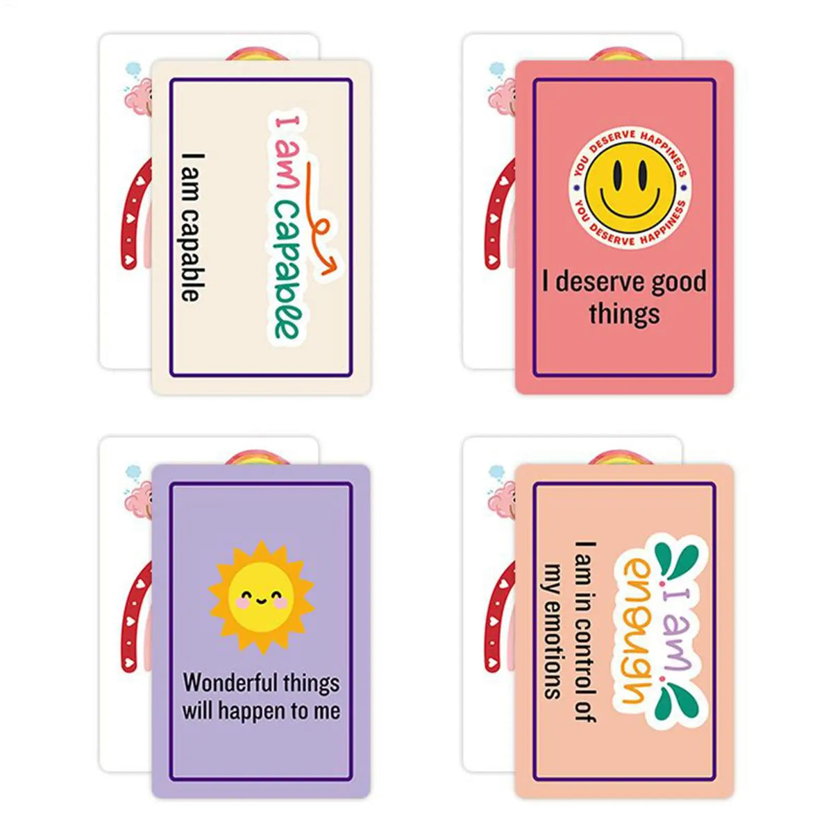 52pcs/set Emotional Intelligence Cards Double-Sided Mental Health Flash Cards Therapy Tools For Anxiety, Mindfulness & Social