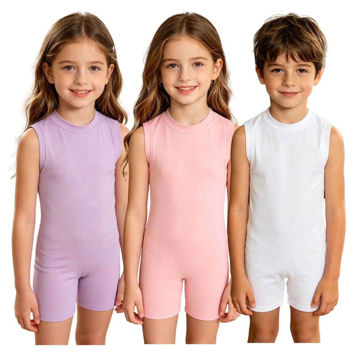 3pcs Kids Boys Girls Autism Adaptive Special Needs Clothing Sleeveless Anti-strip Zipper Solid Color Jumpsuit Rompers Homewear