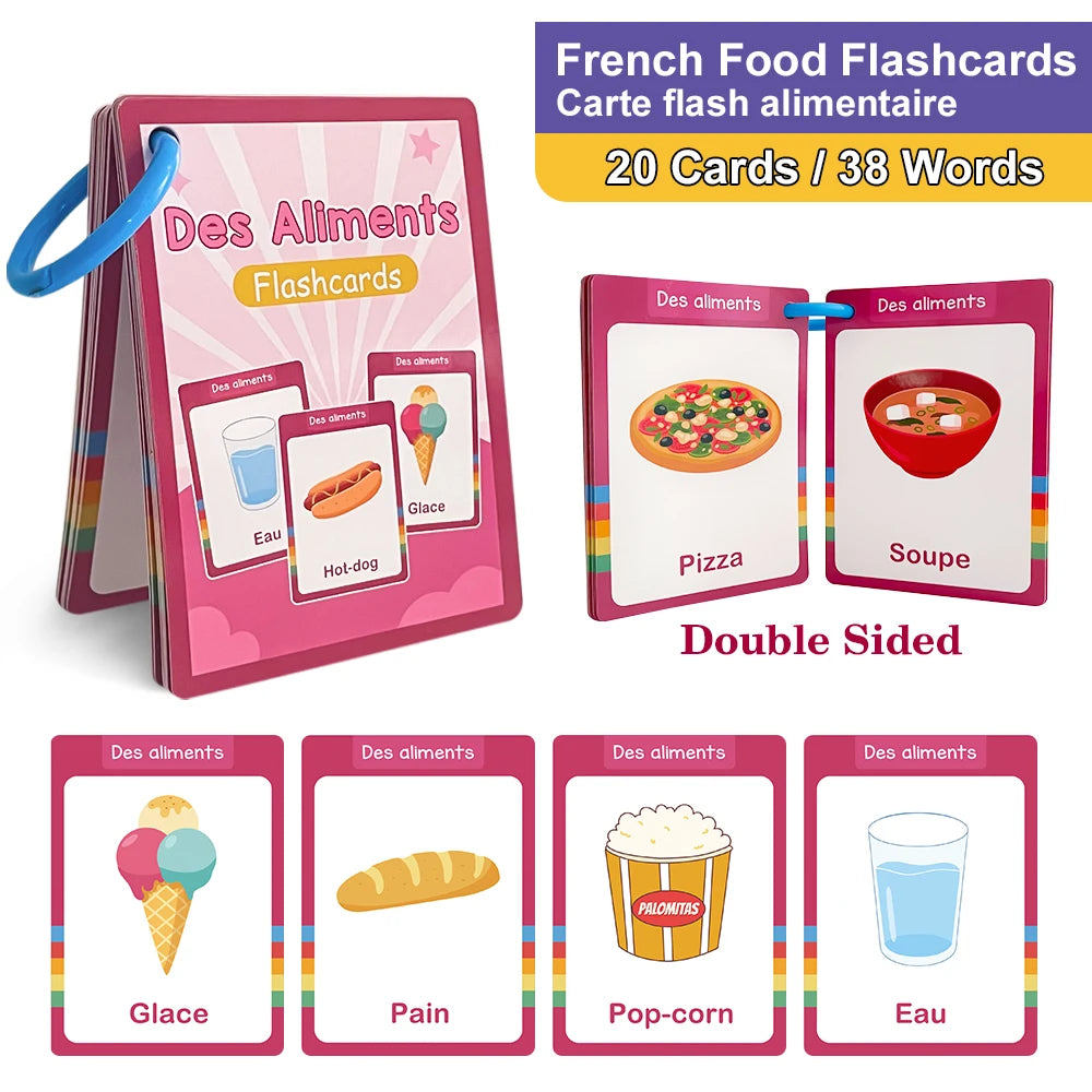 Food / Animals / Fruits / Body Parts French Words Learning Cards for Kids Early Language Skill Classroom Activities Memory Games