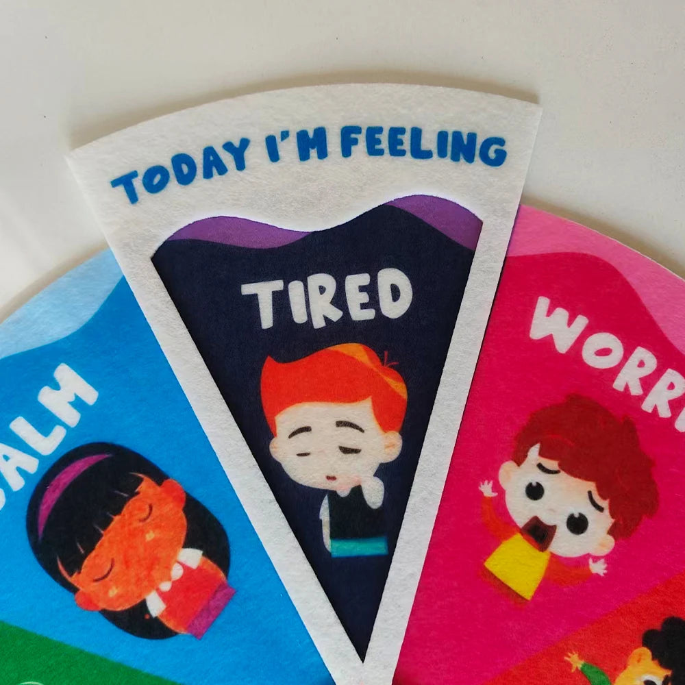 Felt Emotion Expression Disc, My Feelings Wheel, Interactive Facial Expression Teaching Aid Chart, Emotional Psychology Tool