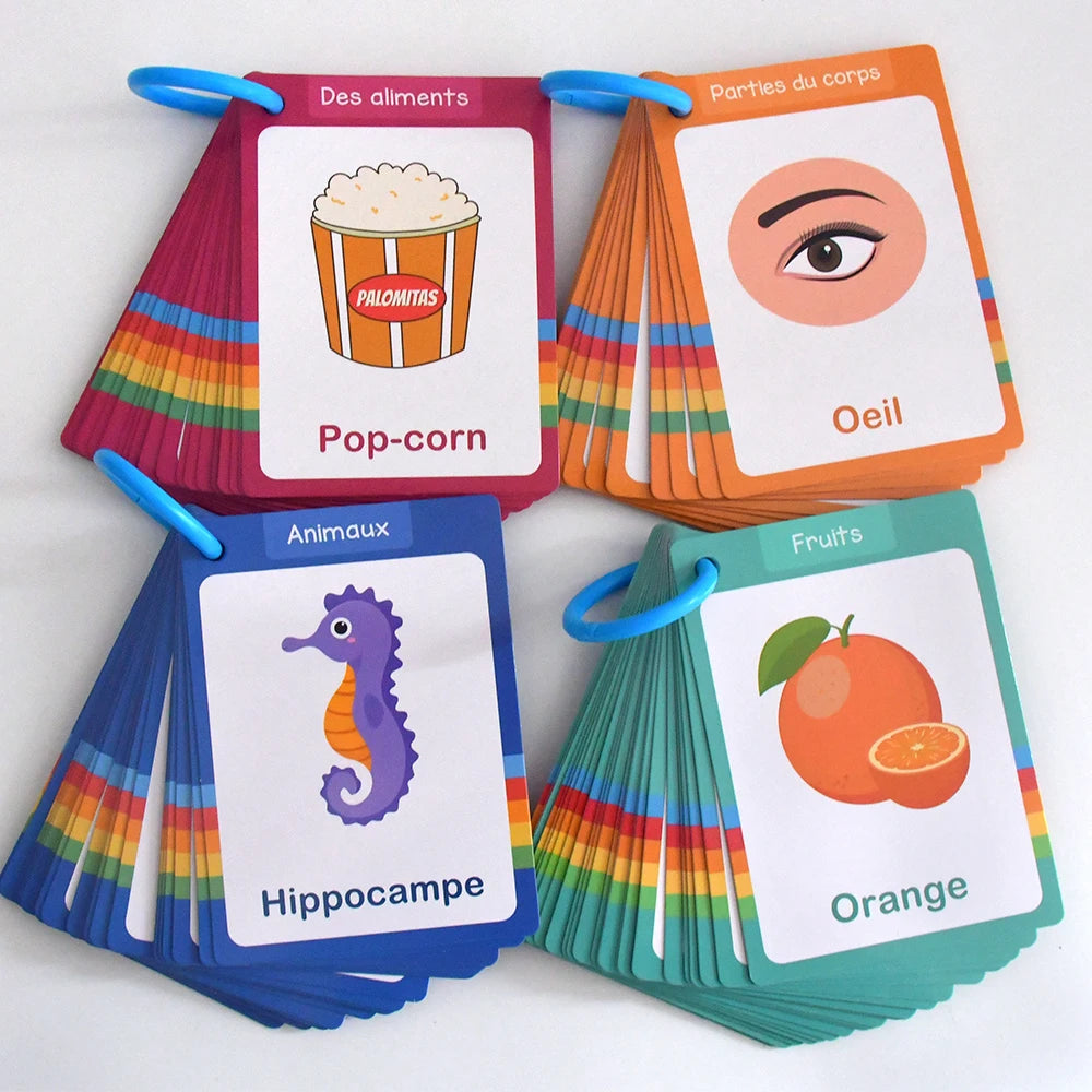 Food / Animals / Fruits / Body Parts French Words Learning Cards for Kids Early Language Skill Classroom Activities Memory Games