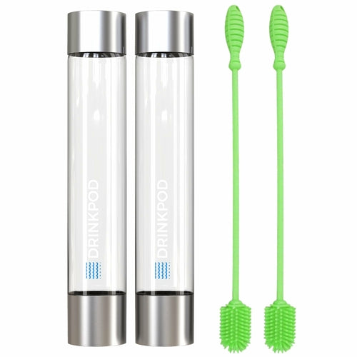 FizzPod 1L Slim Bottles, 2-Pack