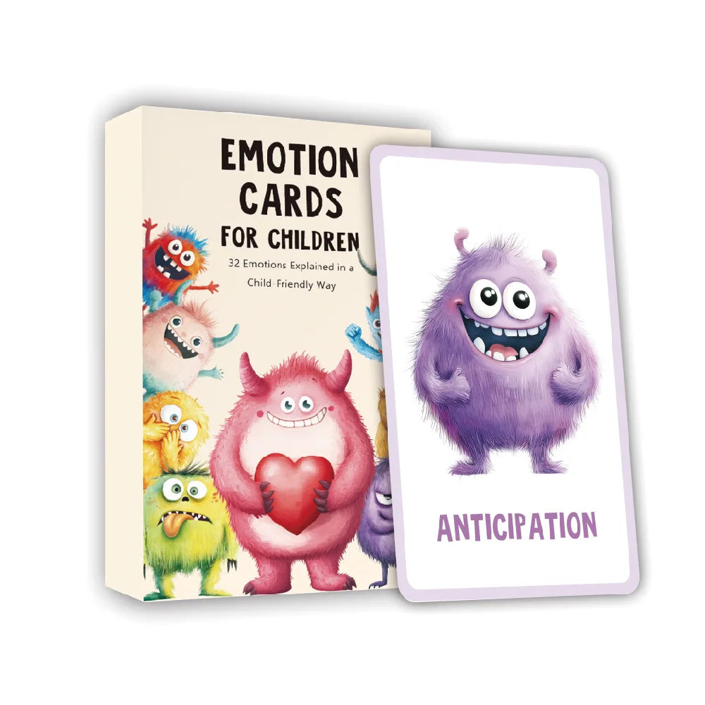 32-Piece Bilingual Emotion Cards - English & German Learning Toy for Kids Mindfulness & Emotional Management
