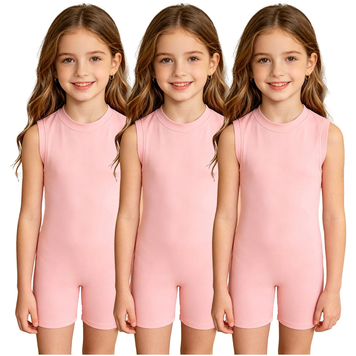 3pcs Kids Boys Girls Autism Adaptive Special Needs Clothing Sleeveless Anti-strip Zipper Solid Color Jumpsuit Rompers Homewear