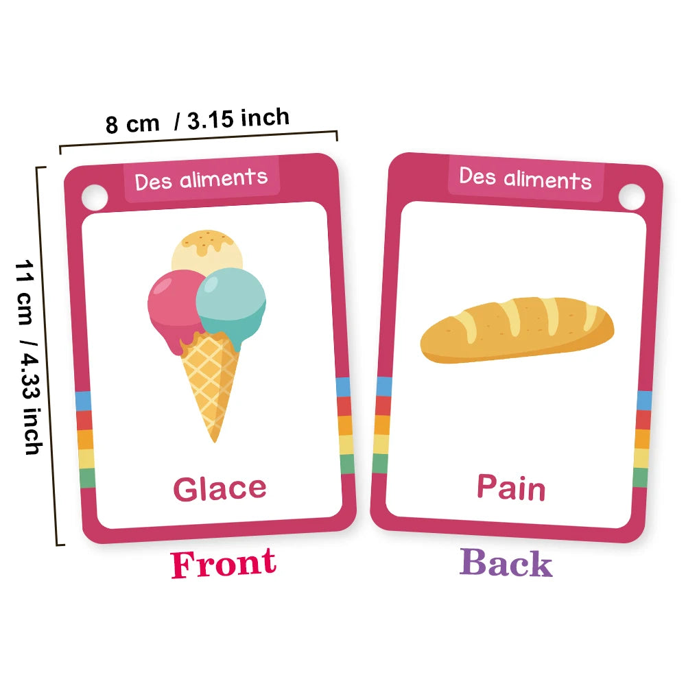 Food / Animals / Fruits / Body Parts French Words Learning Cards for Kids Early Language Skill Classroom Activities Memory Games