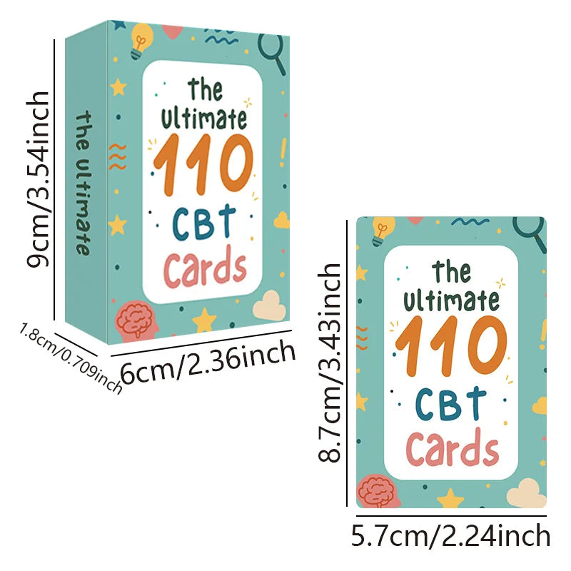 1pcs 110 Ultimate CBT Therapy Flashcards Cognitive Distortion Identification Cards Learn Common Negative Thinking Patterns With Definition Explanation For Counselors Therapists Social Workers Mental Health Counseling & CBT Self-Help Emotional Regulation P