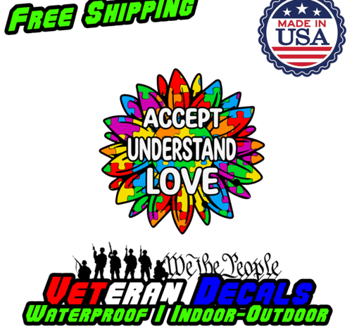 Flower Accept Vinyl Sticker Autism awareness Car Vehicle Window Bumper